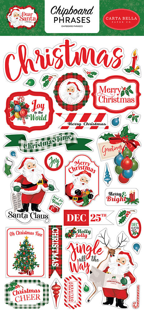 Набор чипборда Фразы из коллекции Дорогой Санта "Dear Santa"