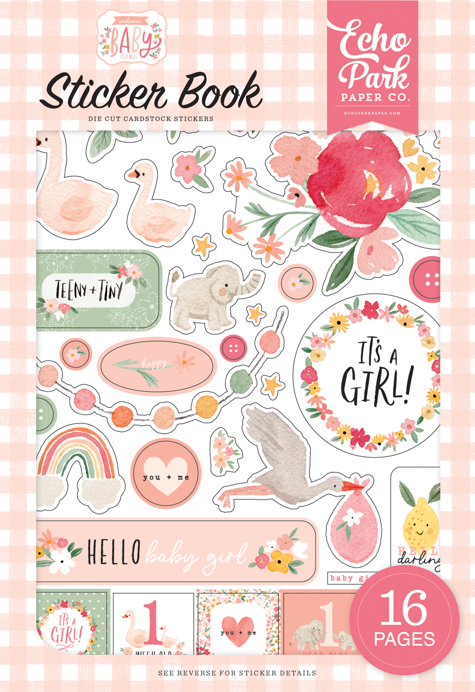 Набор стикеров sticker book из коллекции "Welcome Baby Girl" 8 листов