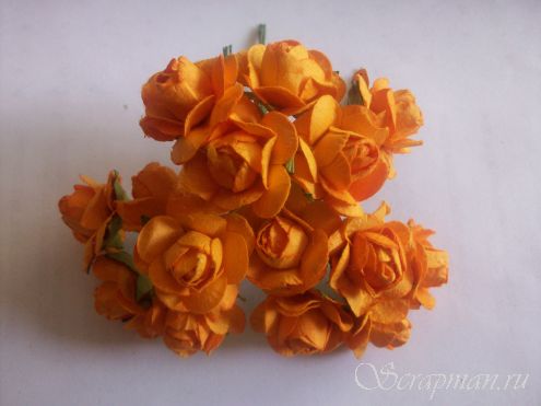 Роза открытая, цвет "Оранжевый", 2,5см от магазина ScrapMan.ru