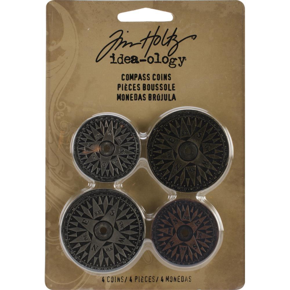 Металлические циферблаты Idea-Ology Metal Compass Coins 4 штуки от Tim Holtz