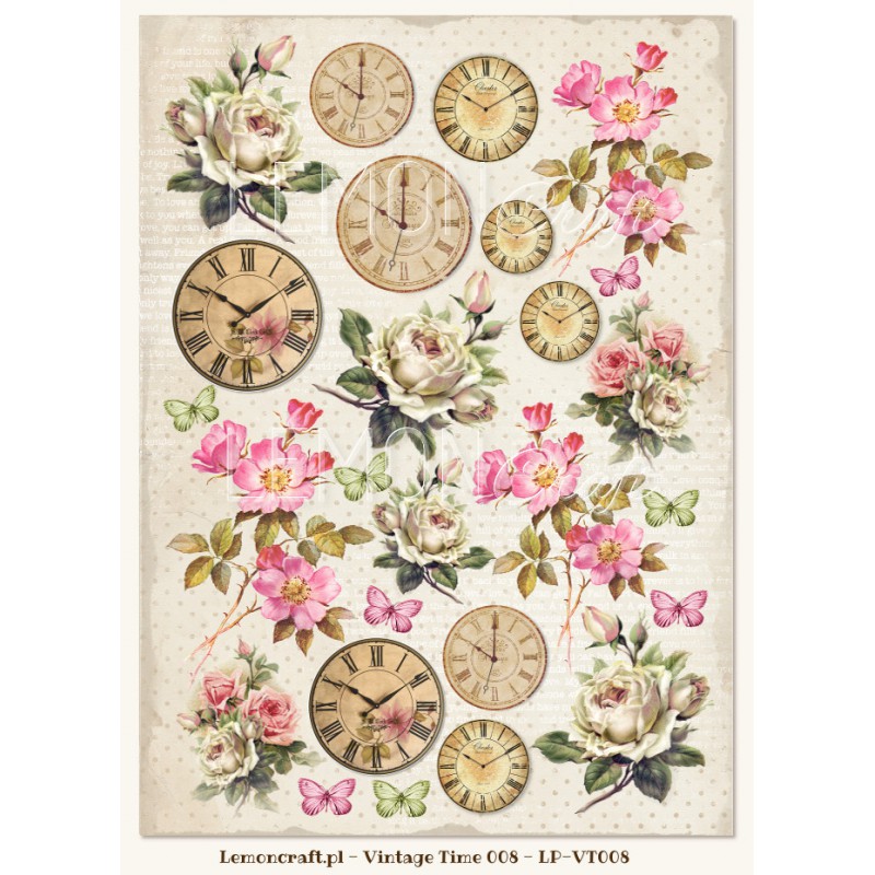 Лист с картинками для вырезания Vintage time 008 из коллекции House Of Roses