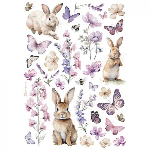 Бумага рисовая для декупажа А4 "Bunny and buttlerfly" от STAMPERIA
