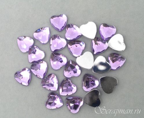 Сверкающие акриловые "Сердечки" фиолетовые от магазина ScrapMan.ru