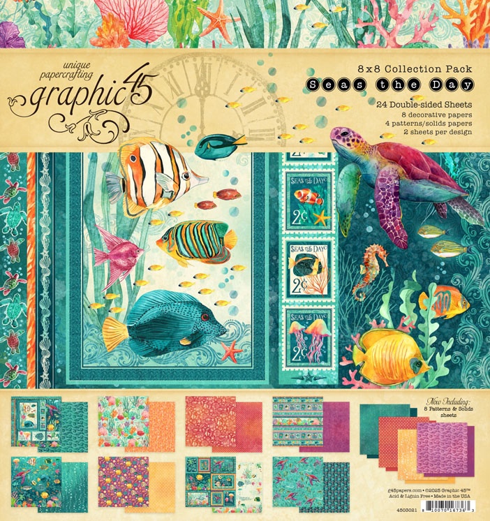 Набор бумаги из коллекции "Seas the Day " 12 листов 20*20см от магазина ScrapMan.ru