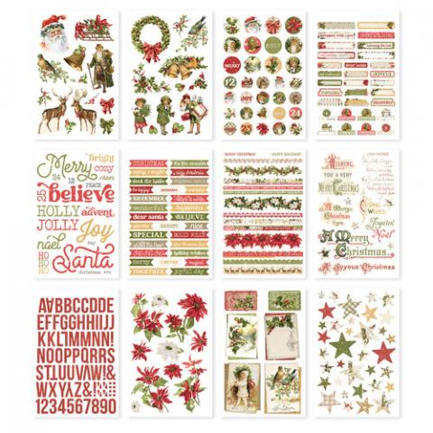 Стикер-бук из коллекции "Simple Vintage Yuletide" 12 листов, 314 стикеров
