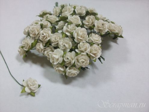 Роза открытая, цвет "Белый", 1см