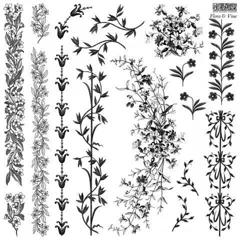 Набор штампов "FLORA & VINE" IOD + маска