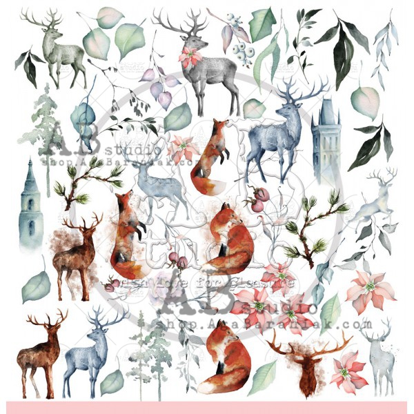 Лист с картинками для вырезания Cold treasures из коллекции Secret wood