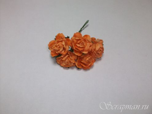 Роза открытая, цвет "Оранжевый", 3см от магазина ScrapMan.ru