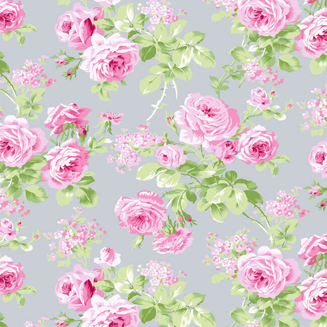 Отрез ткани 50*55см Charlotte "Large Floral - Gray" 