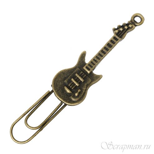 Скрепка декоративная Гитара, бронза от магазина ScrapMan.ru