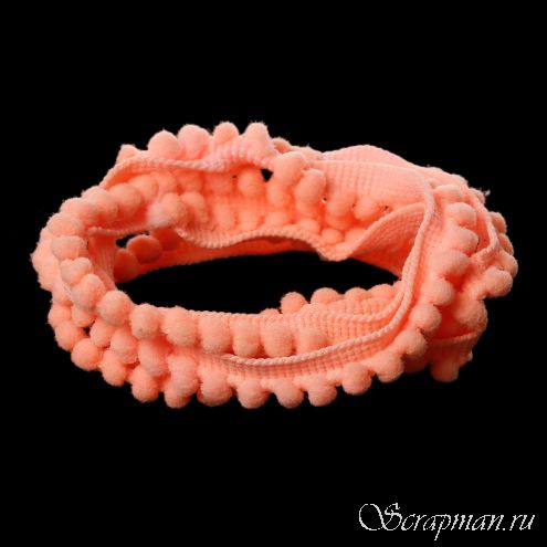 Лента с помпонами, цвет бледно-оранжевый