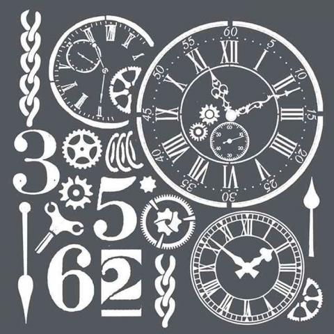 Трафарет "Часы и цифры" от Stamperia