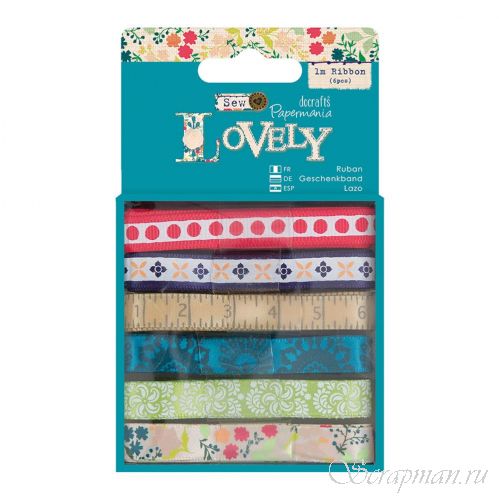 Набор атласных лент 6 штук из коллекции "Sew Lovely" от Papermania