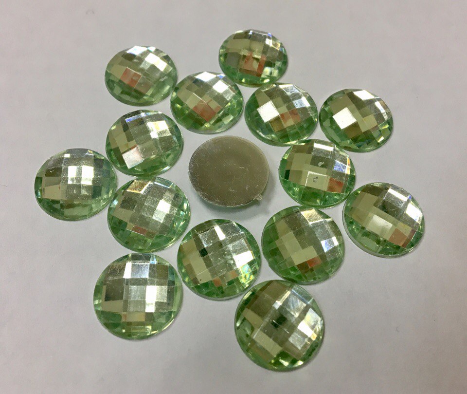 Граненый кристаллик "Круг" зеленый