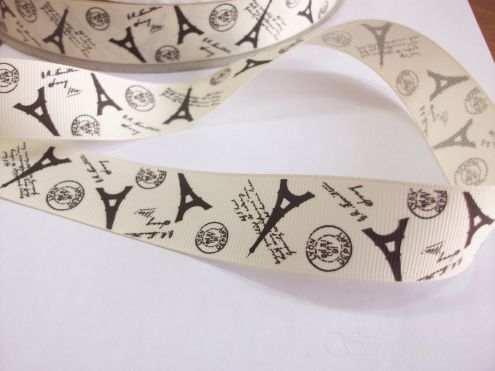 Репсовая лента "Париж" белая, 3,8см