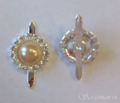 Брадс круглый жемчужный со стразами, цвет персиковый