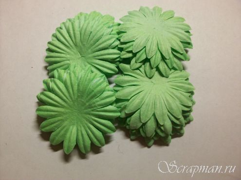Цветы плоские, цвет "Зеленый" 4см от магазина ScrapMan.ru