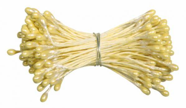 Перламутровые двусторонние тычинки, цвет бледно-желтый 10 штук