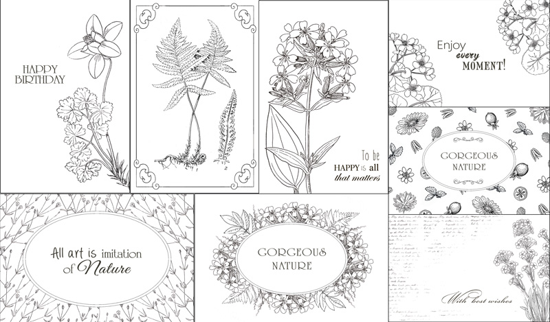 Набор открыток для раскрашивания маркерами "Botany Summer"