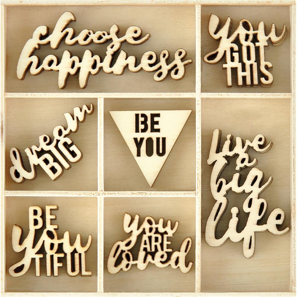 Набор деревянных украшений "Be You" 7 штук от KaiserCraft